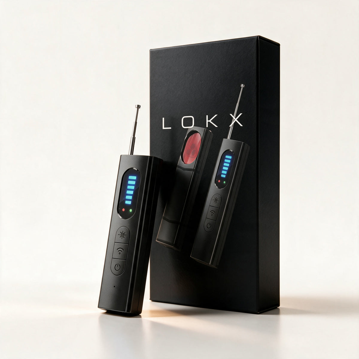 LOKX hidden camera detector with its box