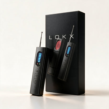 LOKX hidden camera detector with its box
